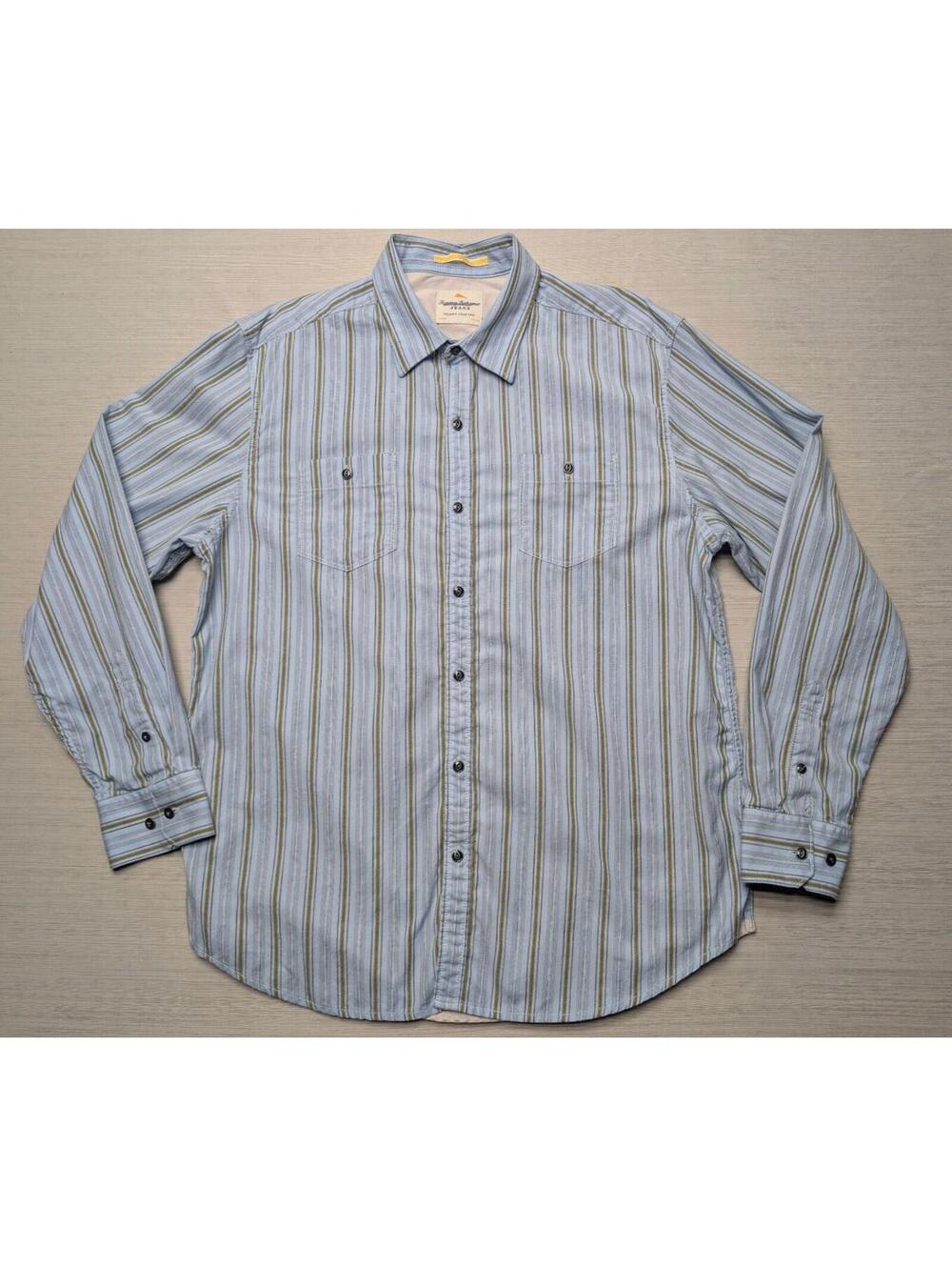 Tommy Bahama Jeans DINGO DOBBY Blue Stripe Long Sleeve Button Down Shirt Large